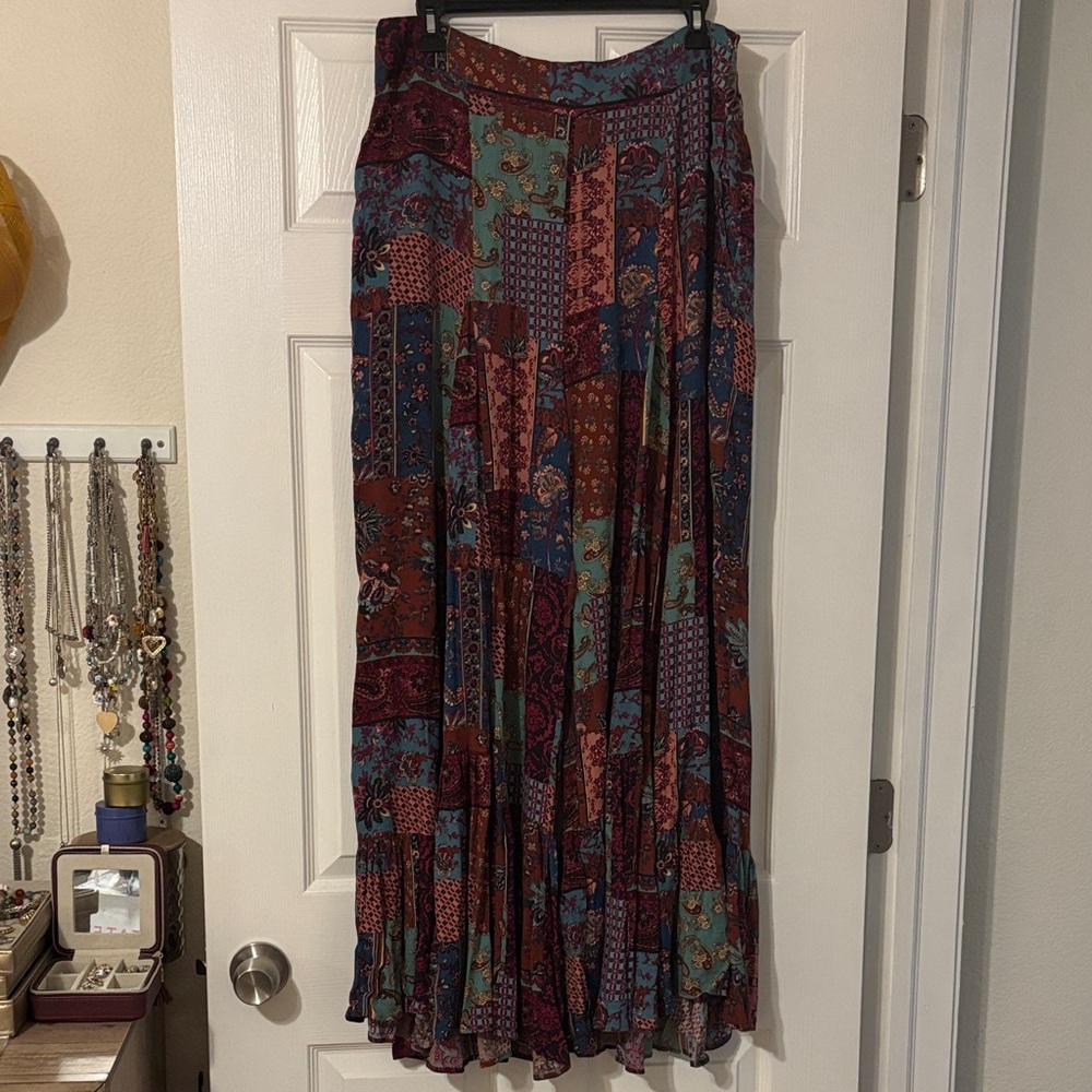 Easel Boho Patchwork Flare Pants - Multicolor NWT - image 1